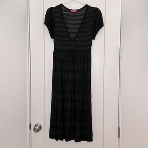 BCBGirls Vneck Sweater Knit Dress, Black, Size Medium